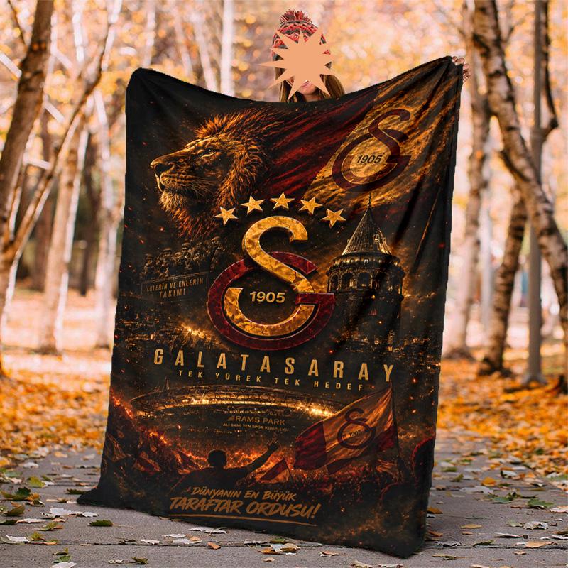 Galatasaray Flannel Blanket Soft Warm All-Season Throw, Design for Camping, Car Travel, Hiking Sofa, Bed, Office Perfect Gift for Parties