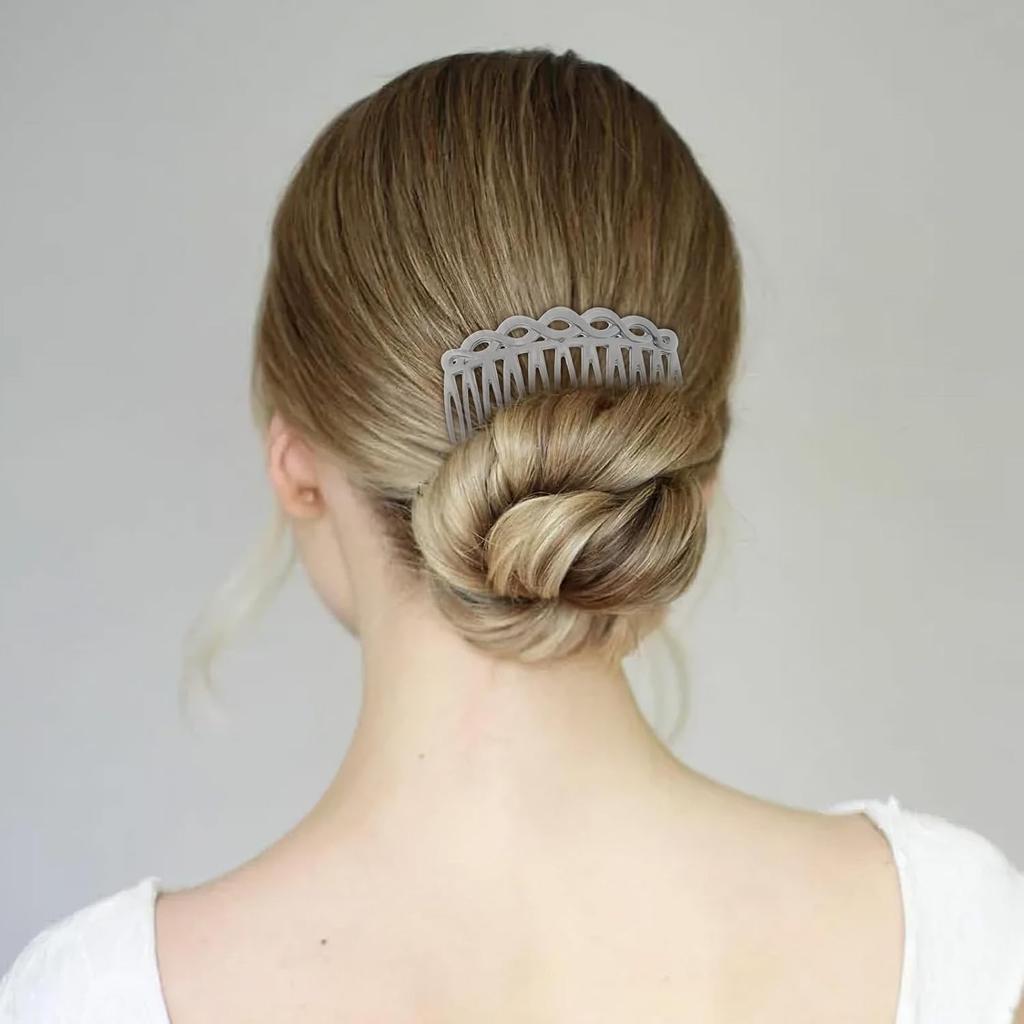 6 Pcs French Hair Combs for Women – Black & White Resin Hair Combs, Decorative Side Combs for Twists, Updos, and Styling Accessories