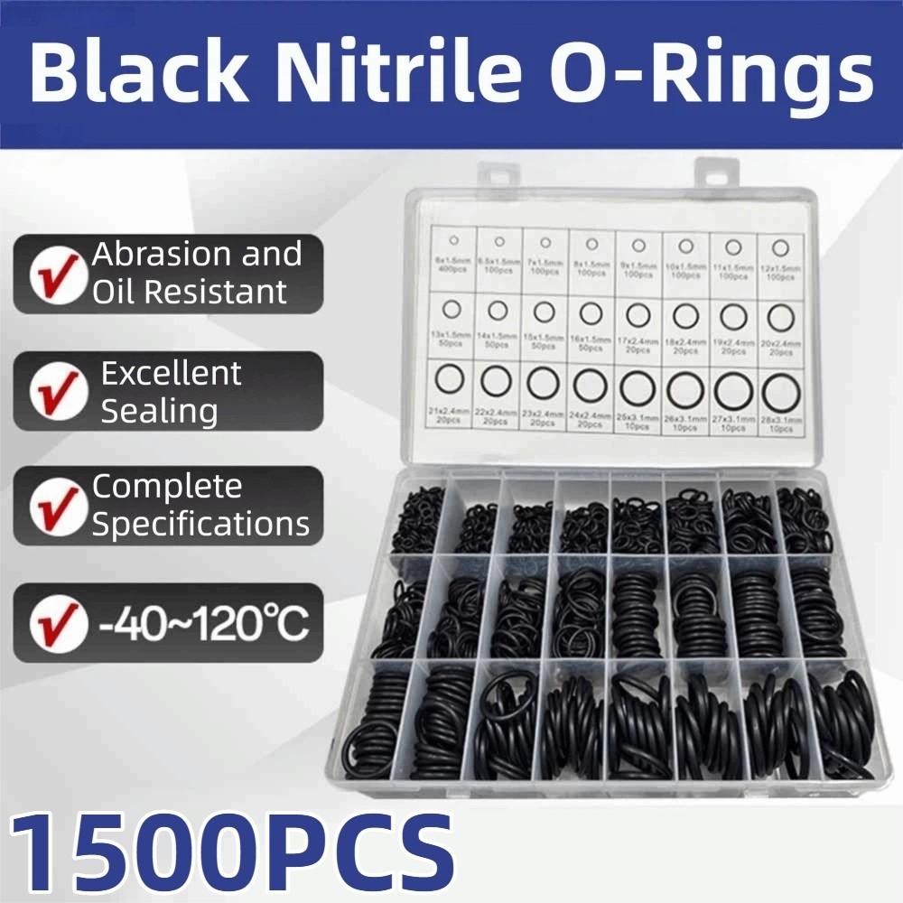 1500Pcs Oil Resistance Rubber O-Rings Gasket Sealing Car O-Ring Rubber Ring Kit  Faucet Repair