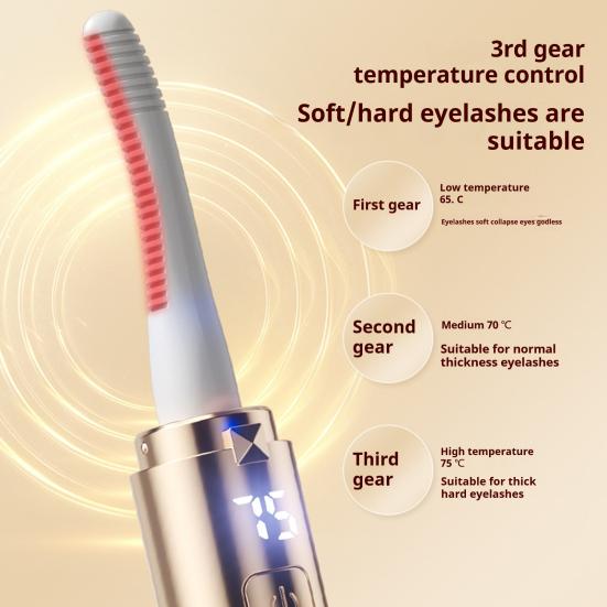 2-In-1 Electric Heated Eyelash Curler Eyebrow Trimmer LED Display 3 Temperature Rechargeable Quick Heating Portable Eye Lashes Curling Tools