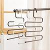 5 Layers S-shaped Pants Hanger Multifunctional Anti-skid Stainless Steel Pants RackWardrobe Storage Scarf Rack lron Pants Rack