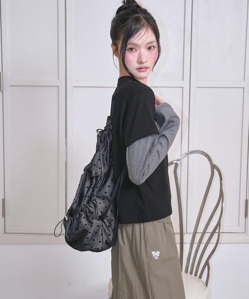 The Green Lab Ribbon String Dot Backpack [Grey]