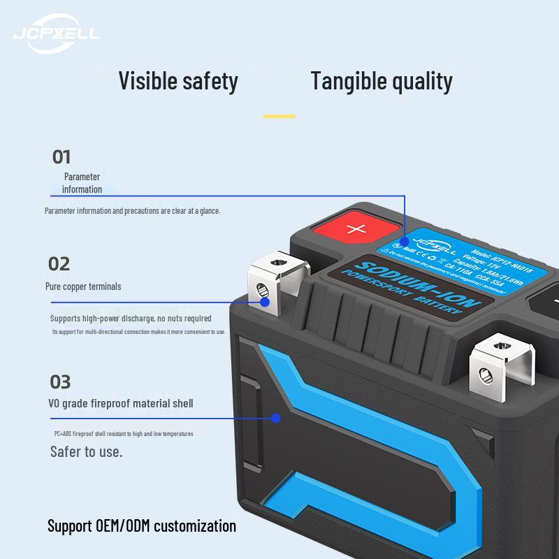 12V Sodium-ion Motorcycle Starter Battery for YTX4L-BS Replacement - Long Life, Maintenance-Free