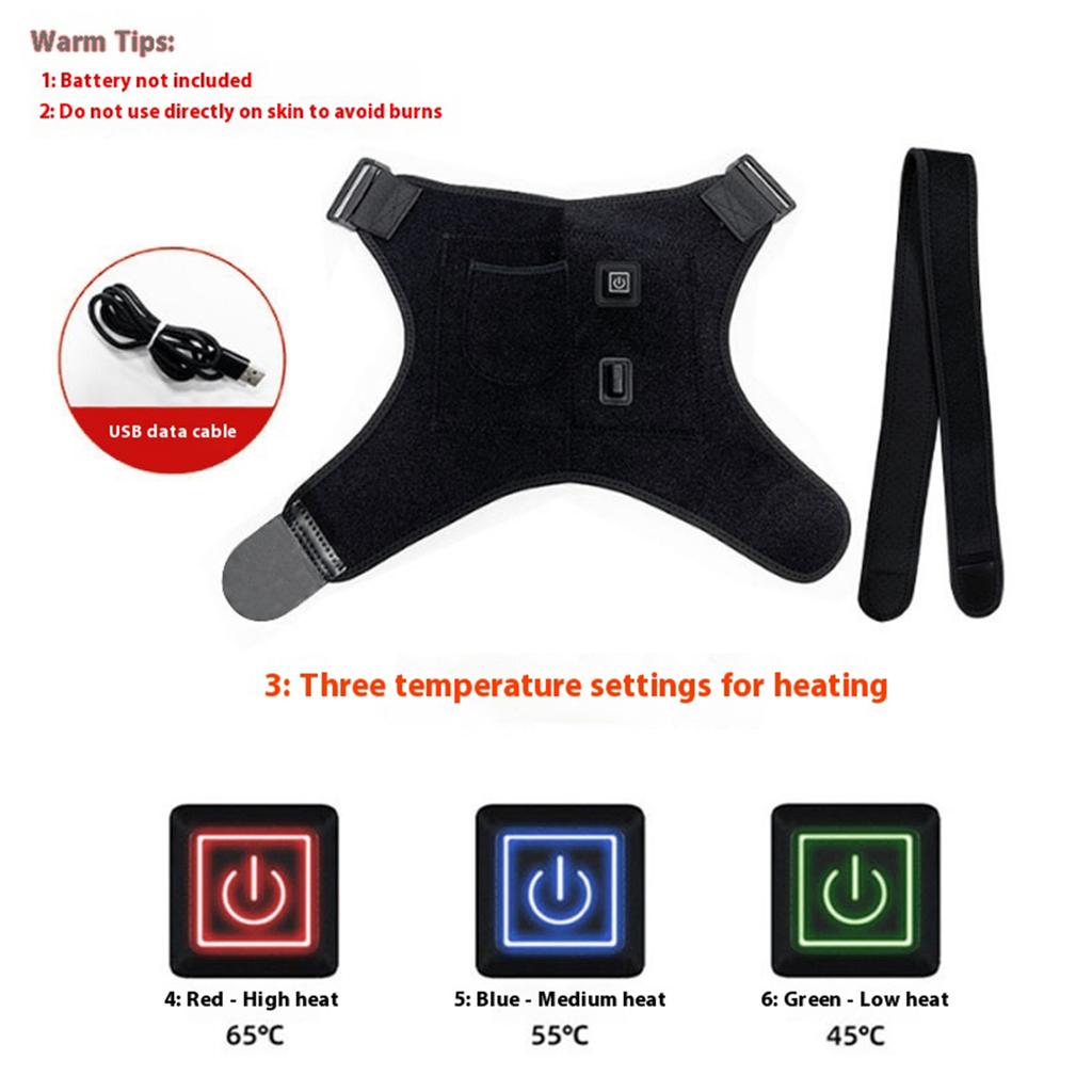 Electric Heated Shoulder Brace Wrap 3 Heat Levels Heating Pad Pain Relief Support Belt Strap Arm Shoulder Massage For Men&Women