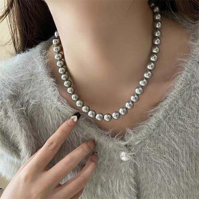 Vintage Personalized Grey Pearl Necklace for Women Elegant Wearing A Multi-Layer Chain Necklace Wedding Anniversary Gift