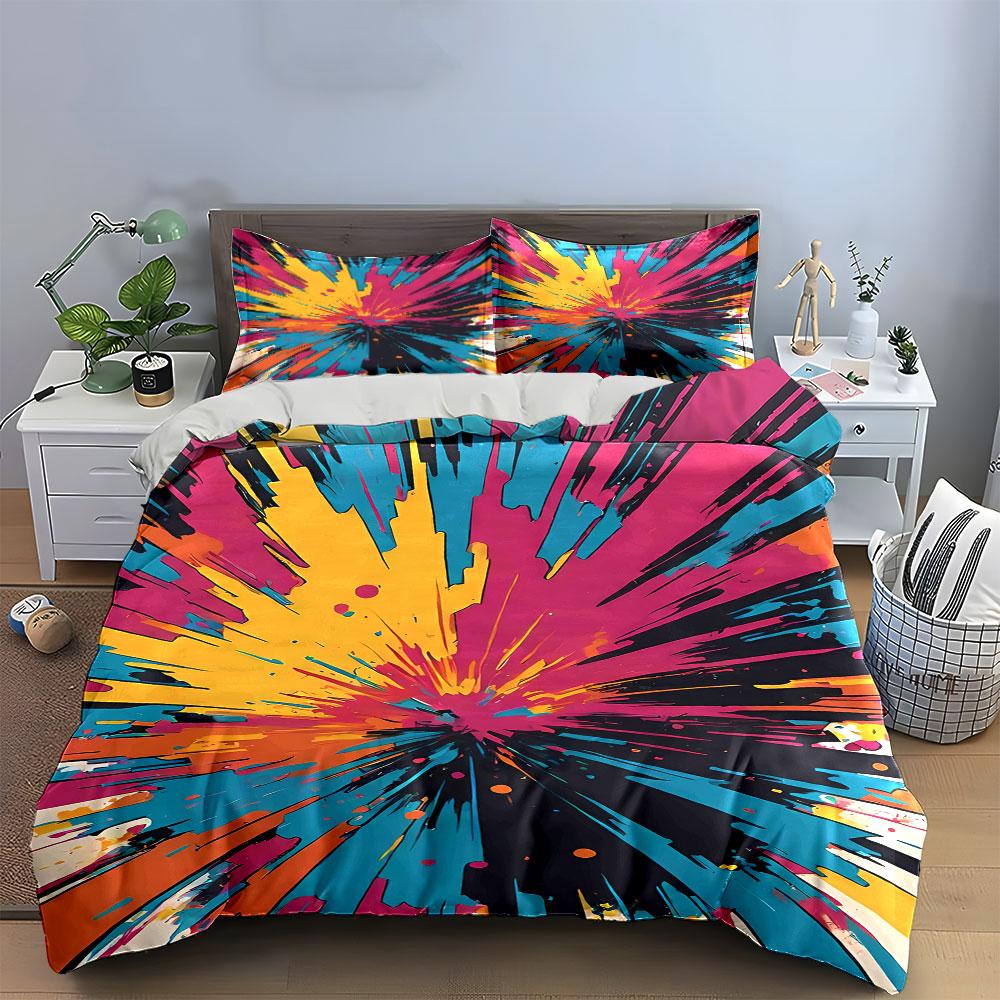 Colorful Explosion Burst Pattern. Bedding Sets Duvet Cover Sets Duvet Covers Pillowcases(1 * Duvet Cover 2 * Pillowcases Without Duvet Insert)