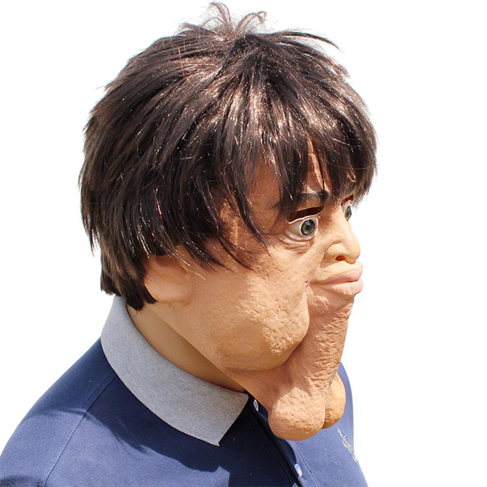 Funny Head Cover with Double Chins Cosplay Full Head Cover for Holiday Costume Party