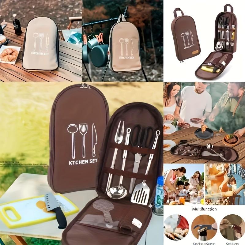 Portable Nylon Kitchenware Bag - Organize Utensils for Camping, BBQ & Travel.