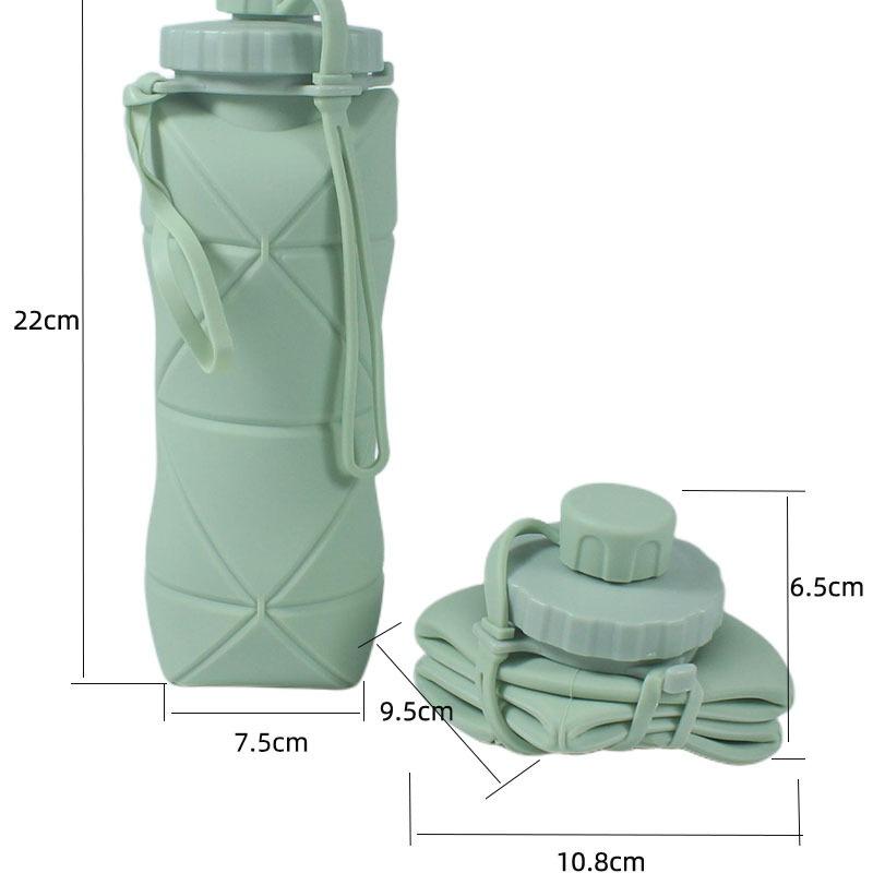 600 ml silikon sammenleggbar flaske Voksen bærbar gjenbrukbare plastkopper Utendørs reise treningsstudio Vannflaske Motiverende drikkeflaske