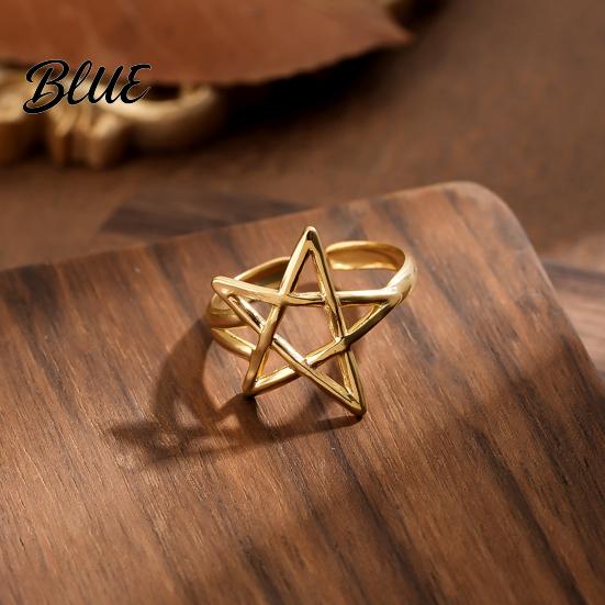 Hollow Star Shape Finger Ring Thumb Adjustable Opening Design Titanium