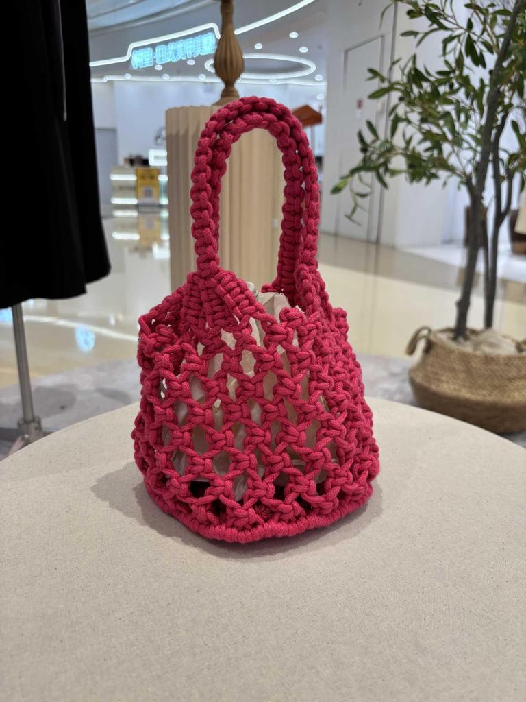 Mini Sac Seau en Paille Tendance pour Femme - Sac à Main Tissé Polyvalent d'Été