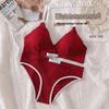 Sporty Women's Letter Print Embroidery Lingerie Set with Built-in Pads and Beautiful Back Design.