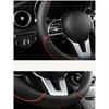 1pc 38cm Universal Car Steering Wheel Cover, Automotive Leather Diamond Quilted Color Block Design Interior Decor