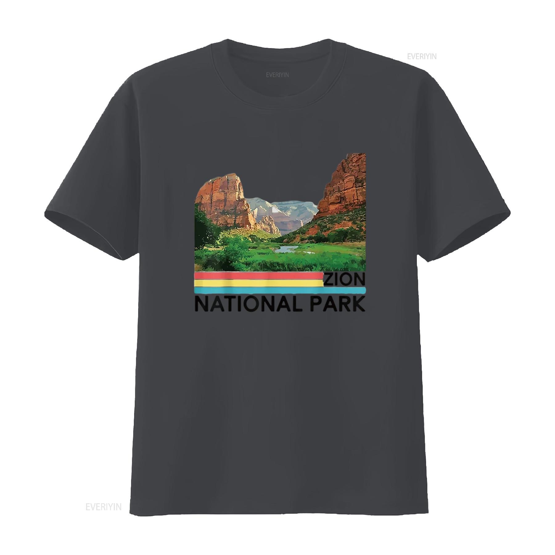 

Womens Vintage Zion National Park Retro Mountain T Shirt vintage Washed designer clothes fashion Casual Versatile Soft 4XL