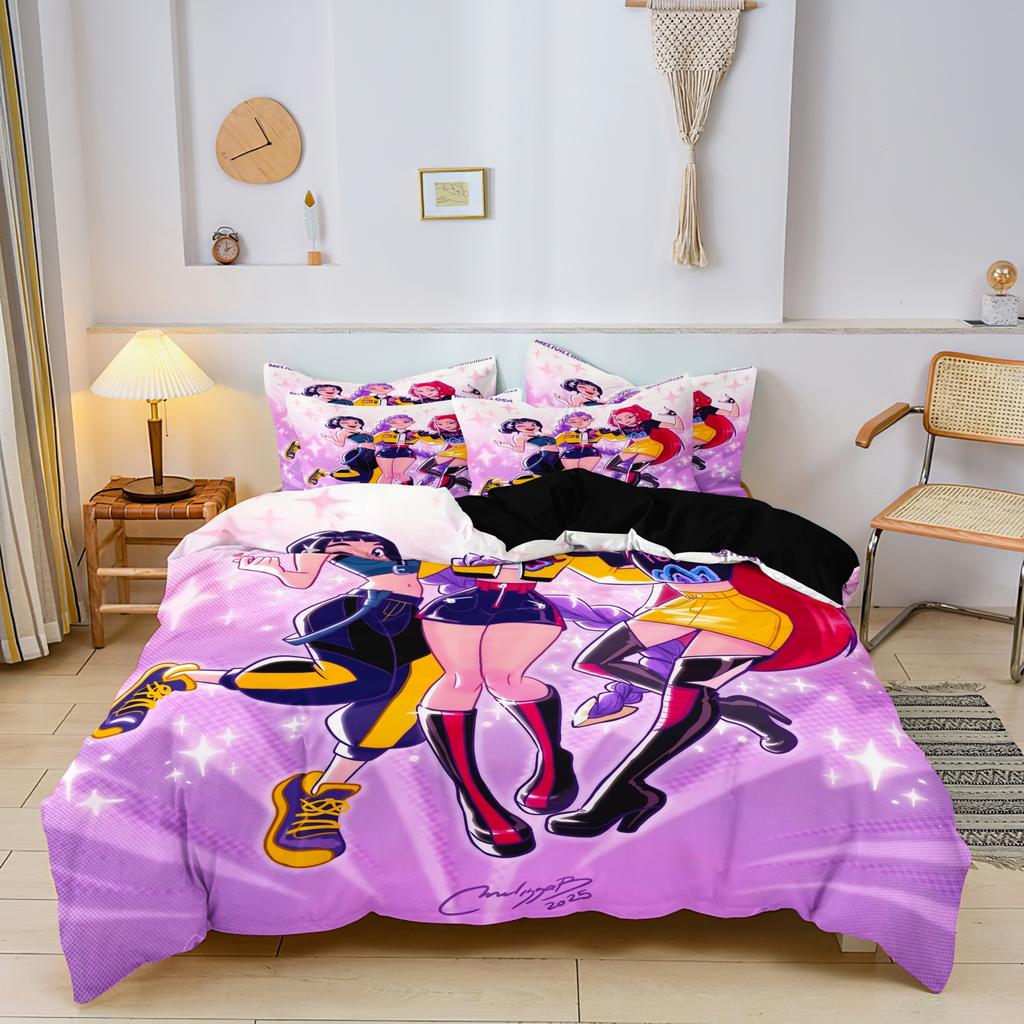 3pcs K-Pop Demon Hunters Print coreless Bedding Set Multi Sized Bedding Dormitory duvet Cover Soft Decoration Machine Washable