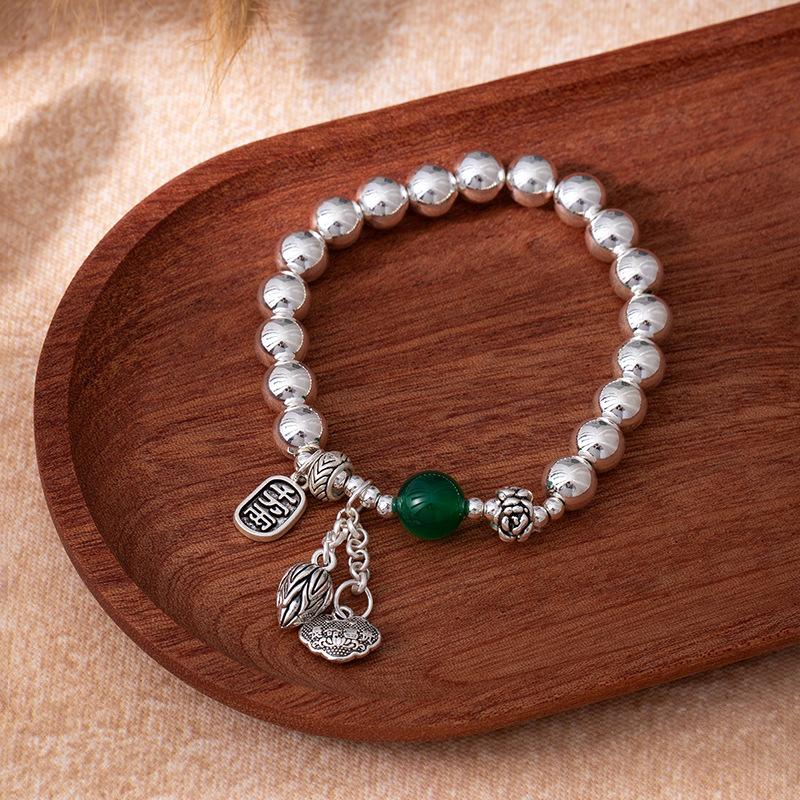 Retro Chinese Style All The Best Bracelet Women'S Ping An Brand Lucky Bag Imitation Silver Bracelet New Chinese Merchandise Jewelry
