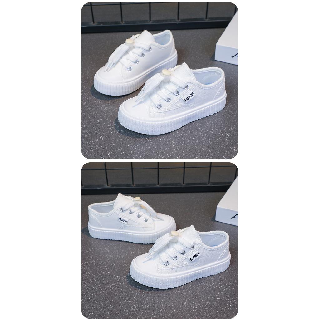 Spring New Children's White Shoes Boys and Girls Canvas Shoes Breathable Sneakers Performance Elementary School Students White Single Shoes
