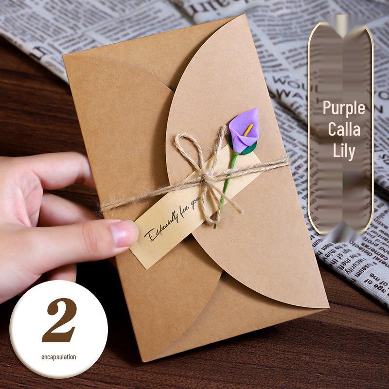 Handcrafted Retro Kraft Dried Flower Greeting Card for Birthdays & Father's Day