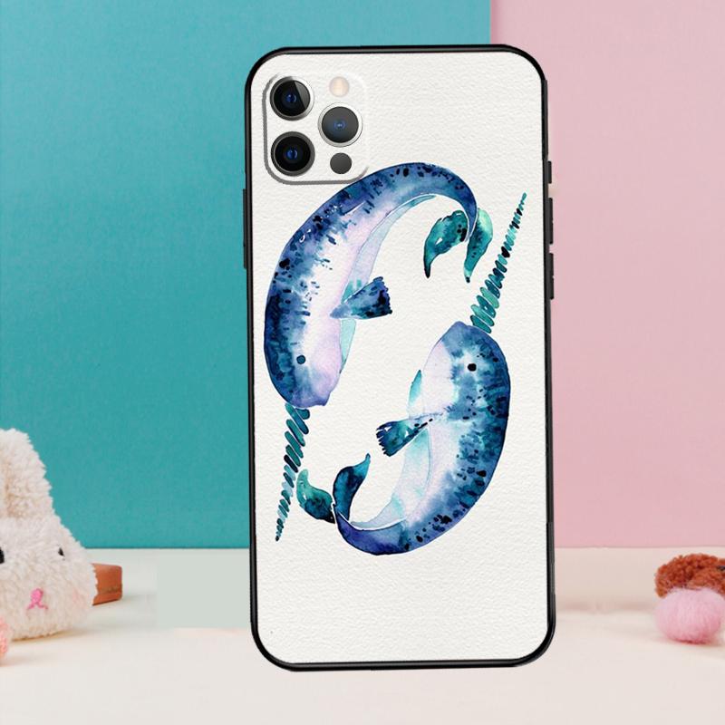 Cute Sea Narwhal Quotes Phone Case For iPhone 17 Air 16 15 14 13 12 11 Pro Max 12 13 Mini 15 16 Plus 16e Cover Coque