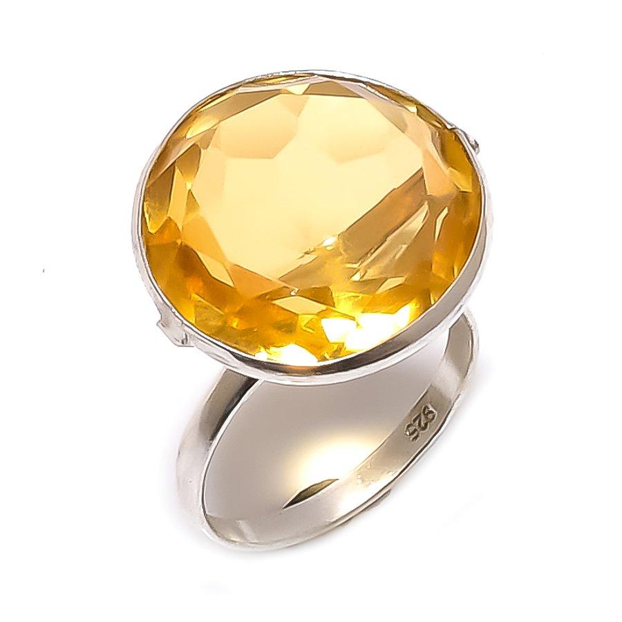 

Natural Citrine Gemstone Handmade 925 Sterling Silver Jewelry Ring Size 8.5 H2U15