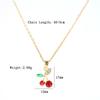 Korean Style Fresh Red Cherry Pendant Titanium Steel Zircon Clavicle Necklace Women Summer Versatile