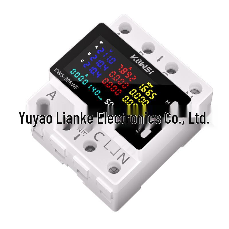 Graffiti WiFi Multifunction DIN Rail Meter with Over/Undervoltage & Phase Loss Protection.