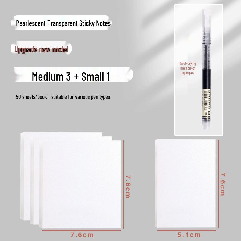 Waterproof Transparent Sticky Notes for Students - Quick-Drying Memo Pad for Exams & Note-Taking