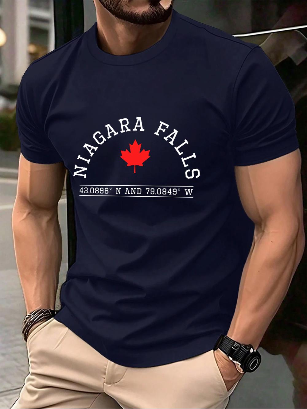 Niagara Falls Canada Letter Prints Mens TShirt Cotton Summer Short Sleeve Tops Soft Oversized ONeck T Shirt Casual Clothes 4XL