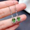 Huitan Chic Light Green Stone Dangle Earrings for Women Simple Stylish Design Girls Earrings Everyday Party Exquisite