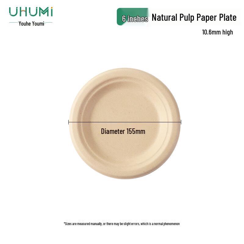 Youhe Youmi 6-inch Round Biodegradable Sugarcane Plates