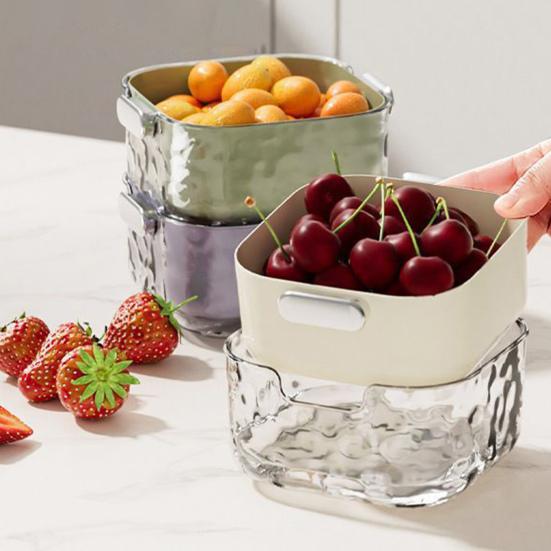 3Pcs/Set Kitchen Strainer Colander Bowl Stackable Drain Basket Food Strainers Multi-Layer Vegetable Washing Basket for Fruit Spaghetti