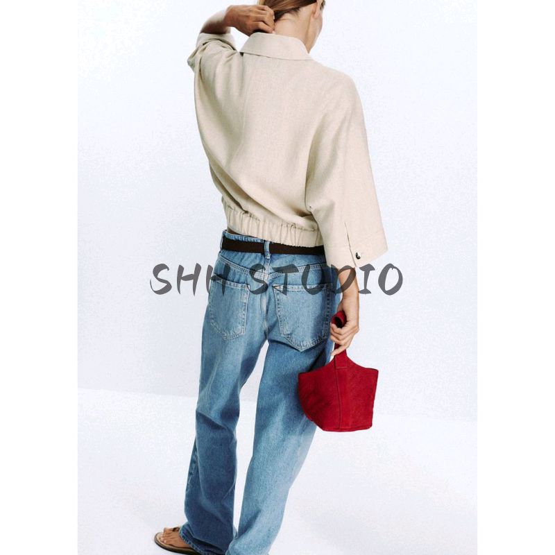 Fall New Women's Clothing Zipper Ornament Linen Blended Tour Safari Jacket Jacket Outwear 3448824 8135734