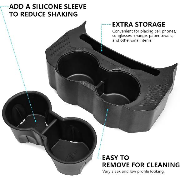 Rear Cup Holder for Jeep Wrangler JL Accessories, Back Seat Cup Holder, Floor Console Mounted Drink Holder for 2018- Jeep Interior Accessories 4 Door