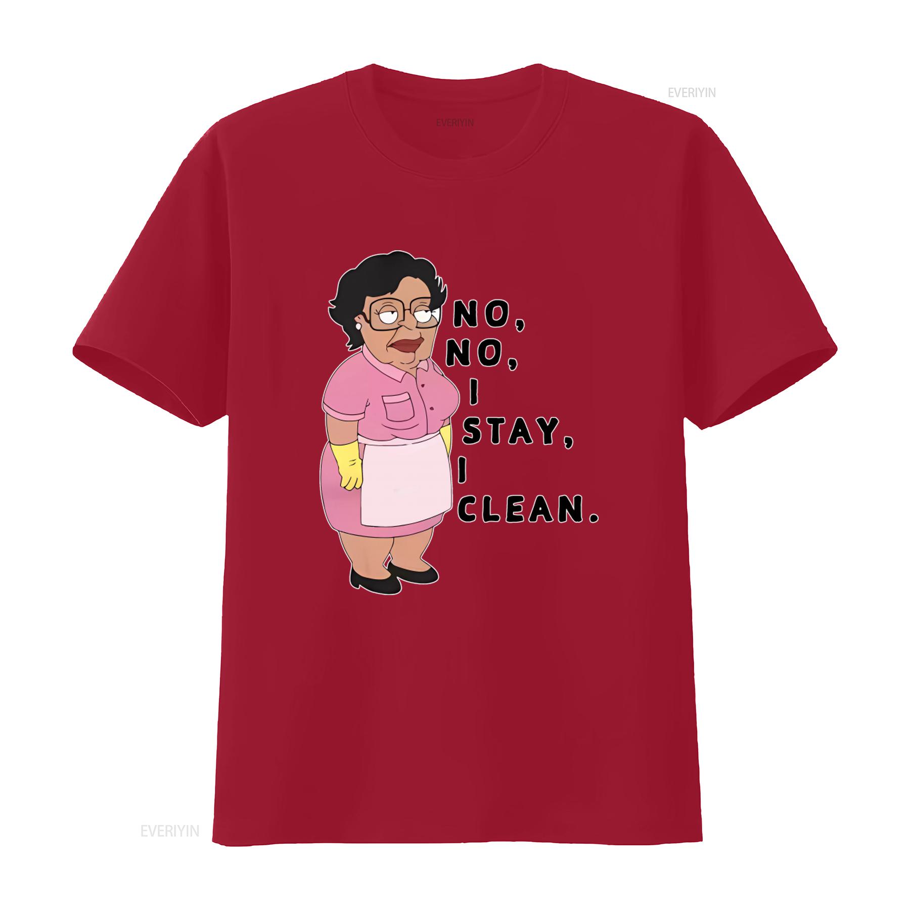 

Consuela No I Stay Clean Maid Character T Shirt for Women Fashion Casual vintage Washed Stretched Stylish Versatile S