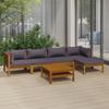 VidaXL Garden Furniture Set, 6 Pcs with Cushion Solid Acacia Wood.