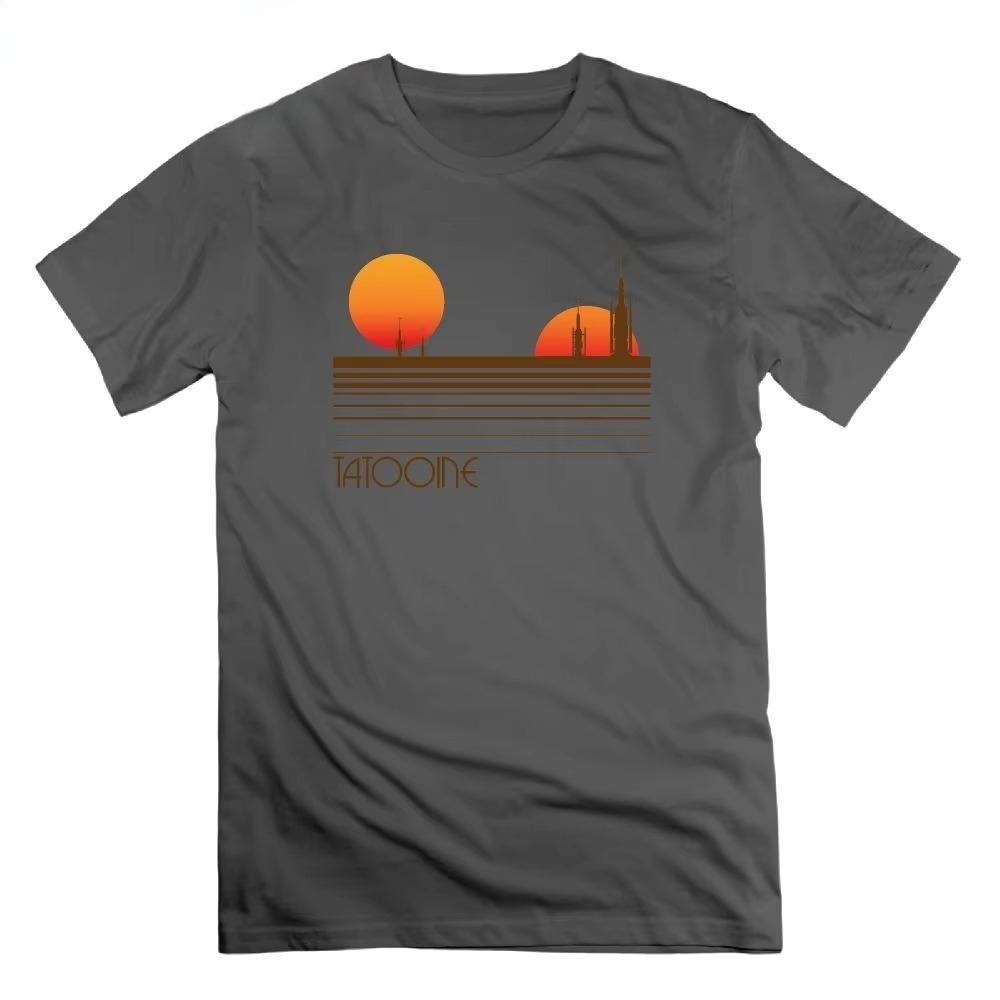 2026 New Vintage Style Sunset Print Tshirt Short Sleeve Streetwear Mens and Womens Tshirt Mens Top