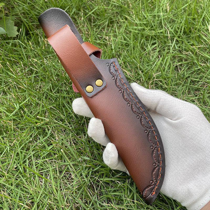 23 CM Fixed Blade Knife Straight Holder Cowhide Scabbard Knife Cover Leather Sheath Case Hunting Knife Holsters Belt Buckle