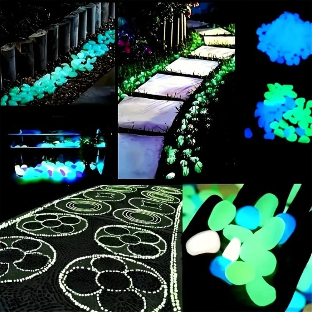 100Pcs Glow In The Dark Pebbles - Resin Luminous Stones Glow Garden Pebbles, Outdoor Indoor DIY Glow Decor Stone Ornament