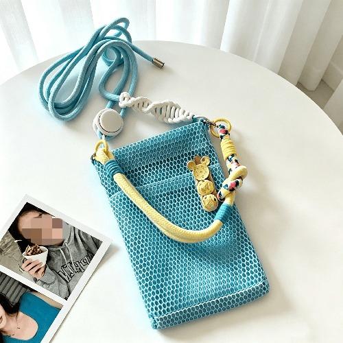 Fresh and Sweet Mobile Phone Bag Girls Summer Outdoor Travel All-match Shoulder Bag Messenger Mesh Portable Storage Bag