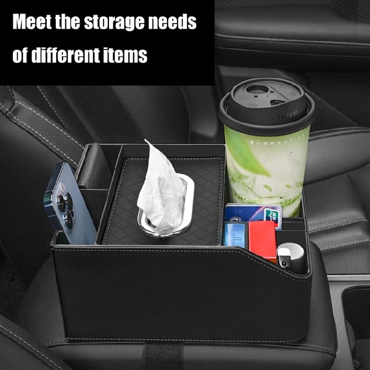 Leather Car Seating Storage Box with Cup Holder, Space Saving Organizers Suitable for Vehicle Interior Comfort Commuters
