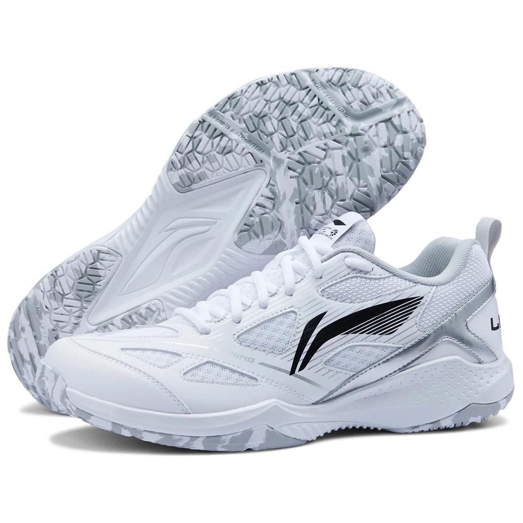 Li-Ning Synthetic Leather Comfortable Versatile Non-Slip Wear-Resistant Low-Top Badminton Shoes Unisex Sneaker White Black AYTU025-1