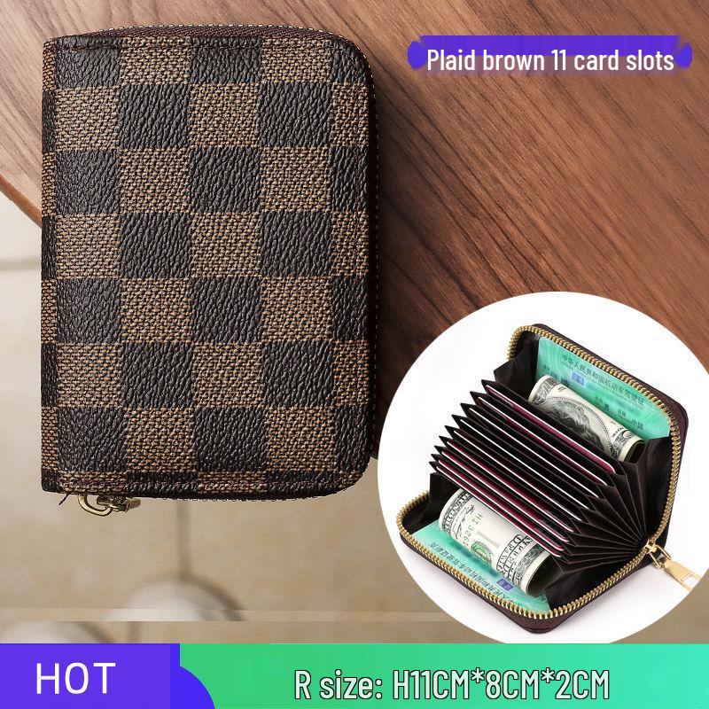 Unisex Accordion Card Holder and Coin Purse with Zipper