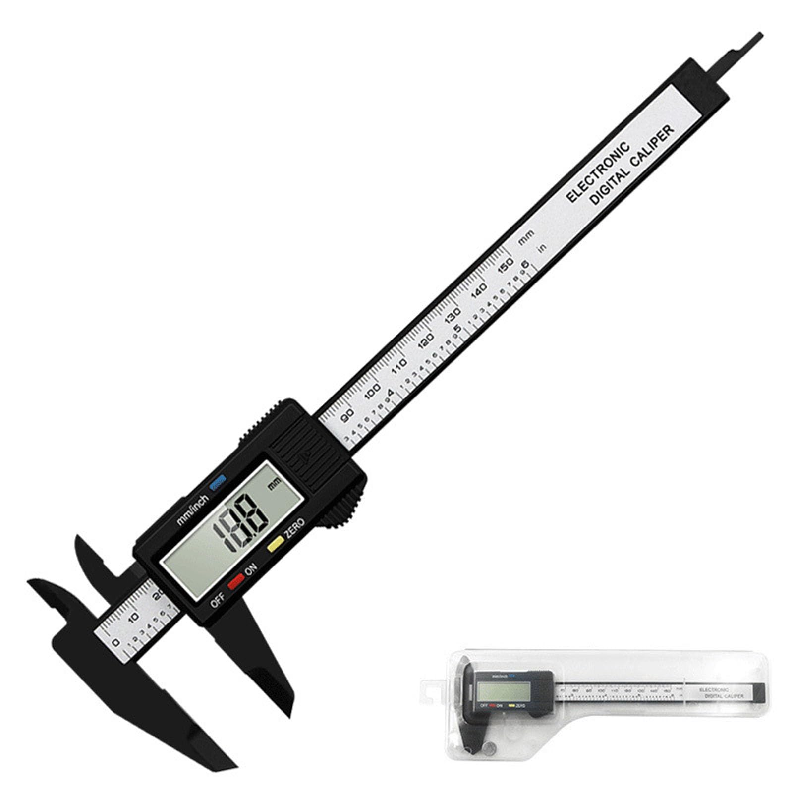 

SZSL Digital Carbon Large LCD Precision Measuring Outer Inner Step Battery Included Caliper, 0-150mm, Fiber, Display, Work, Carpentry, DIY, Tool,