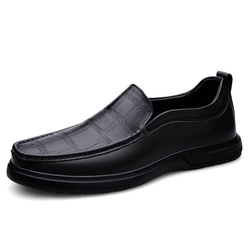 Men's Large Size Formal Leather Slip-On Shoes - Casual Low-Top for Spring/Summer