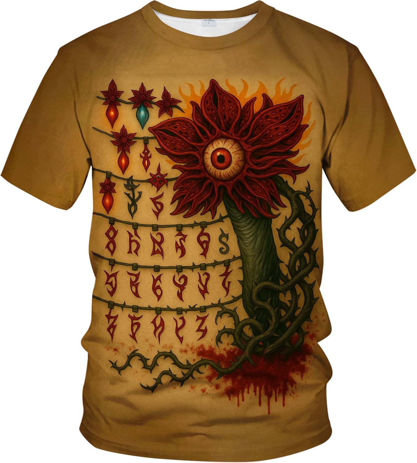 

Blissboy Fantasy Gothic Graphic T-Shirt Novelty Short Sleeve Crewneck Shirt XXS коричневый