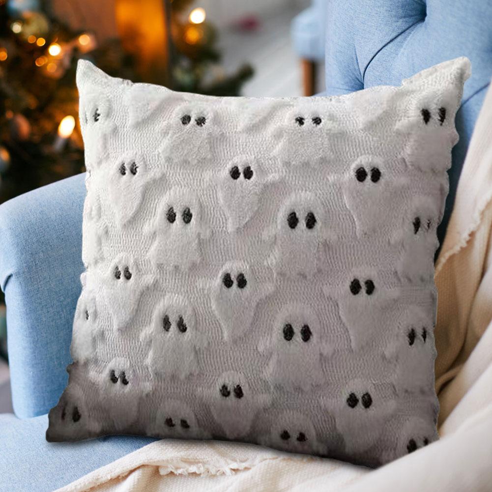 Halloween Ghost Pumpkin Pillowcase Washable Soft Pillow Case Comfortable Throw Pillow Cover for Couch Sofa Bedroom Home Decor
