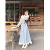 2026 Spring/Autumn Elegant French Style Faux Two-Piece Waist-Cinched Long Dress with Side Split