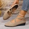 Spring New Pointed Women's Shoes Large Size Shallow Mouth Bevel Heel Single Shoes Women's Doudou Shoes Sports and Leisure Shoes Women