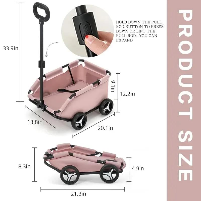 4 Wheels Folding Dog Stroller Lightweight 360° Rotating Trolley Pet Stroller Small Cats Dogs Rolling Cat Carrier Pet Carriage