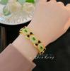 Art Deco Vintage Black Lacquer Emerald Diamond Bangle Bracelet for Women